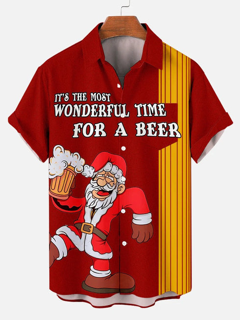 Men's Christmas Funny Graphic Short Sleeve Hawaiian Shirt